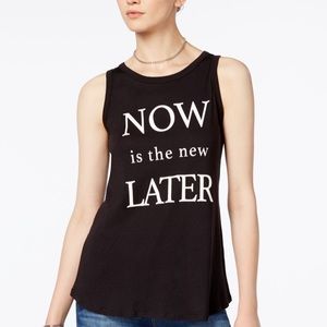 ‘Now Is The New Later’ Graphic Open Back Tank